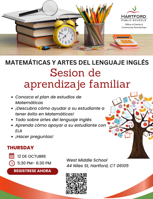 Family Learning Session flyer 10/12/23 - Spanish